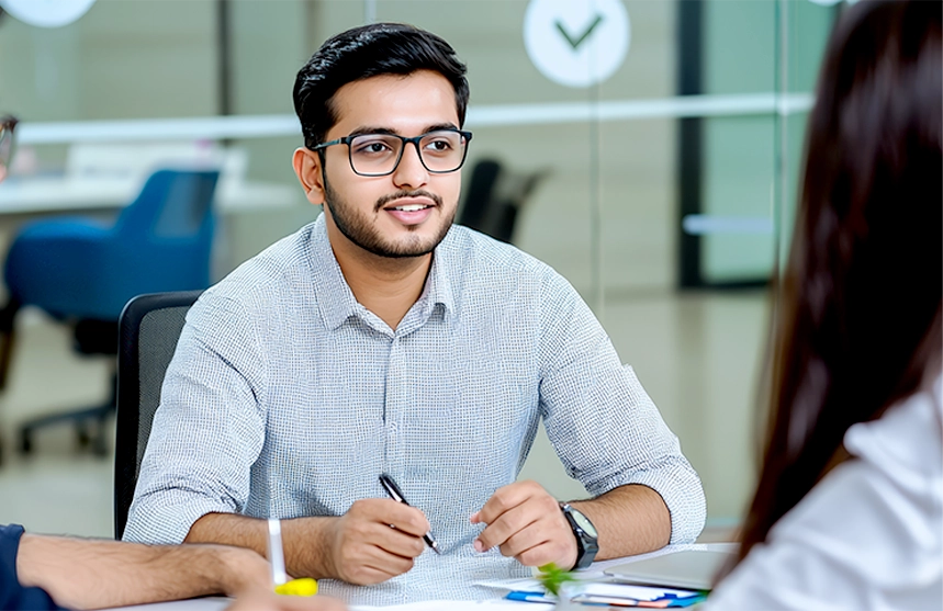 Counsellor guiding a student on career and course pathways